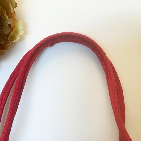 Brown Red and White Floral Cotton Fabric Tote Summer Bag - Picture 6 of 8